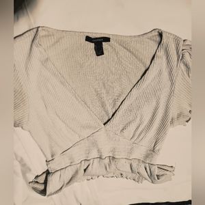 Forever 21 Lettuce-edge pointelle  top in beige size L